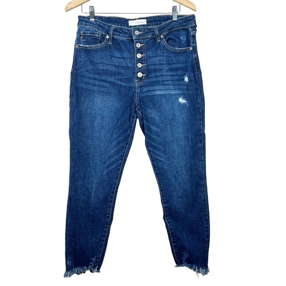 Kancan Womens High Rise Ankle Skinny Button Fly Raw Hem Jeans Size 31 / 15 - Picture 1 of 10